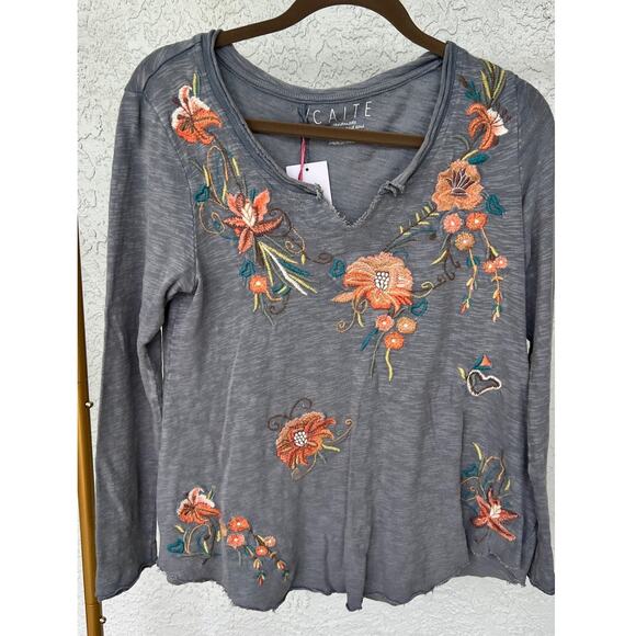 NWOT Anthropologie Caite Molie Top - Size S, Gunmetal Blue - Picture 1 of 8